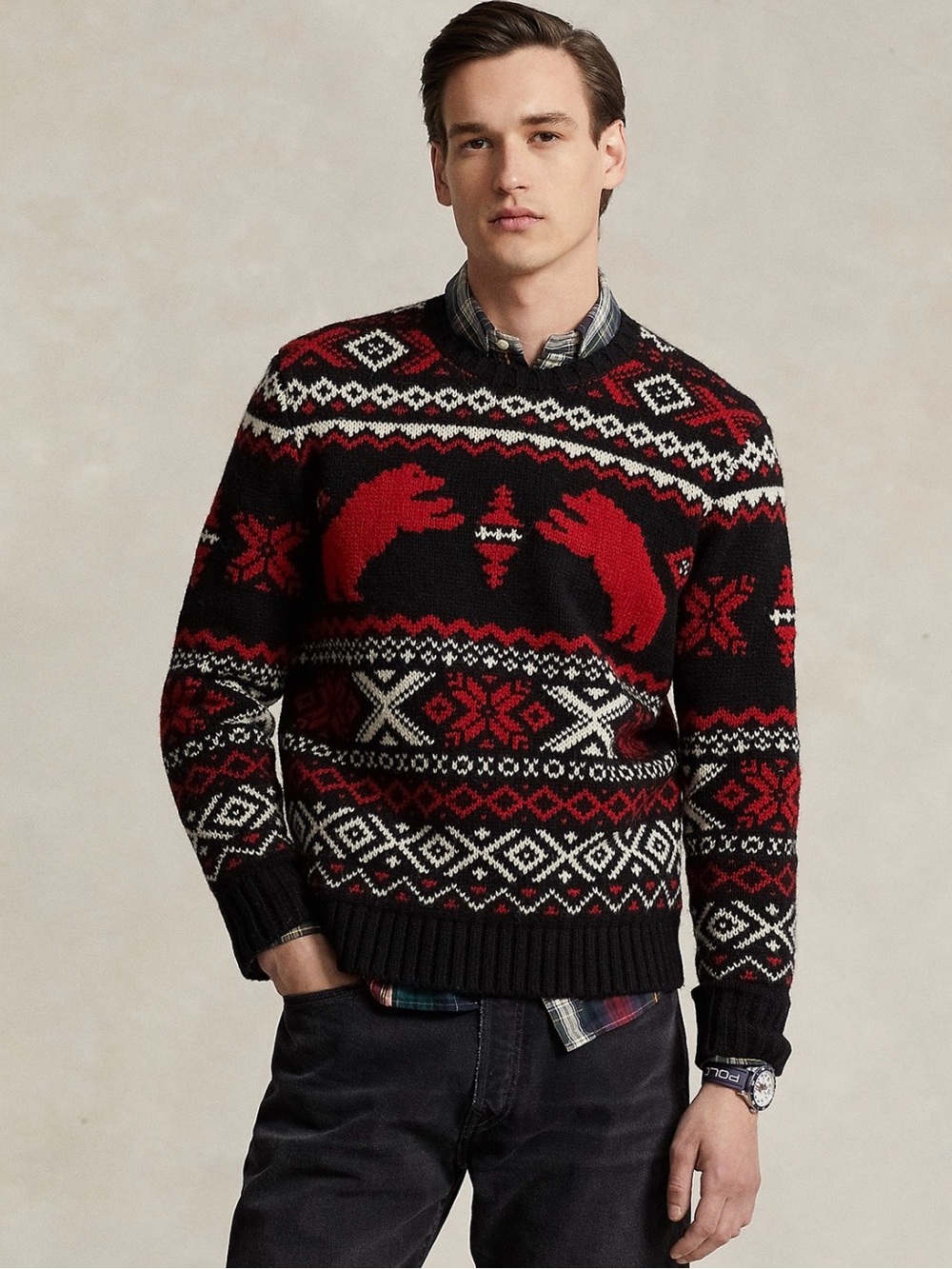 NWT Polo Ralph Lauren Men's Polar Bear Fair Isle Wool Sweater